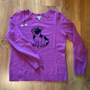 Halogen Cashmere Boston terrier crew sweater